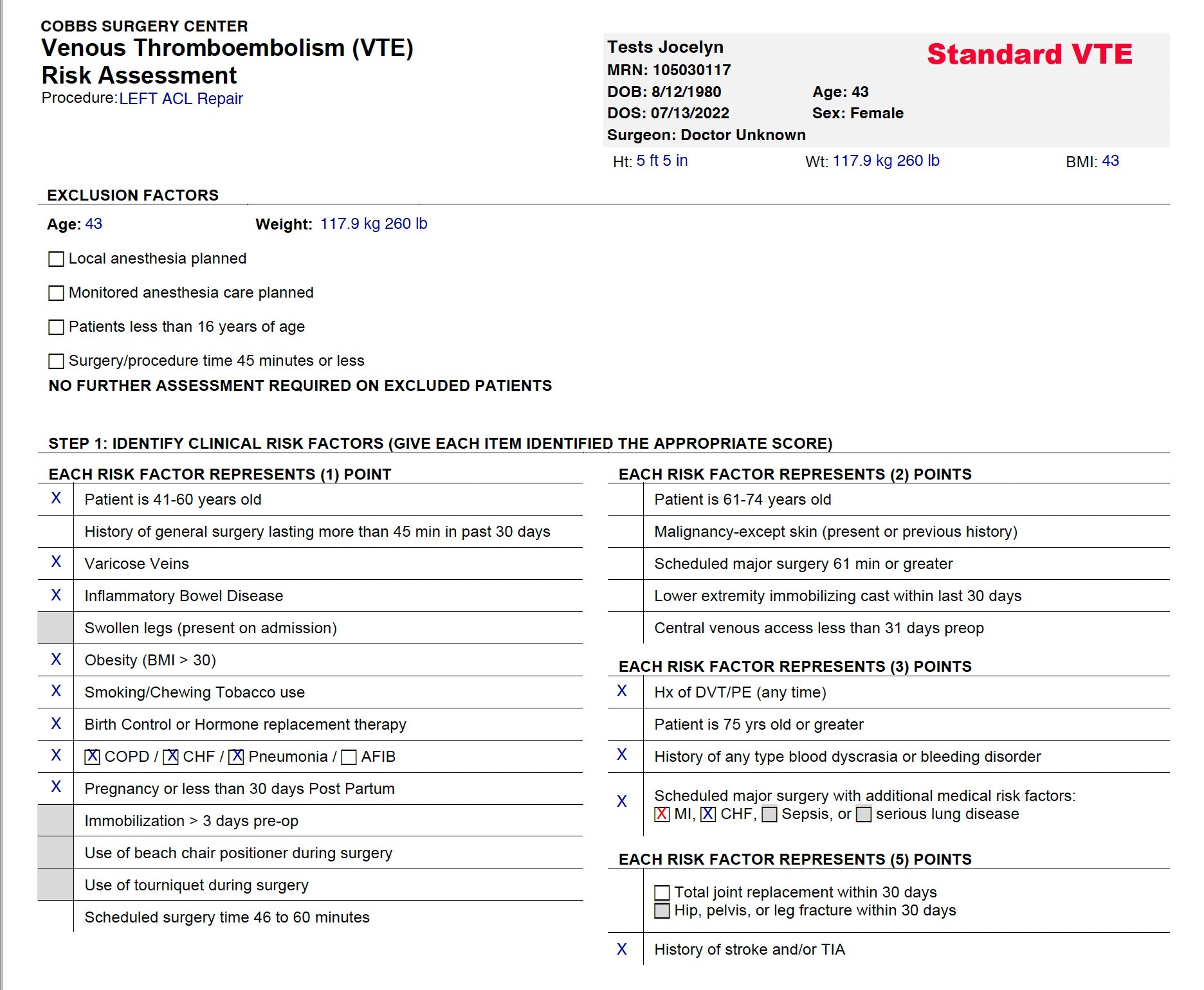 Standard VTE-1