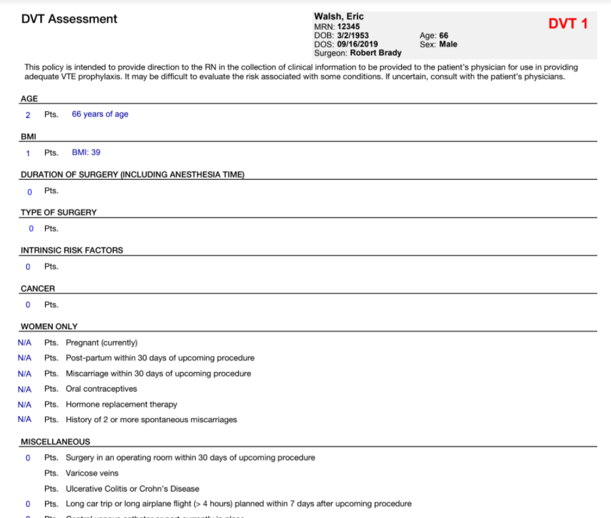 DVT Form 1